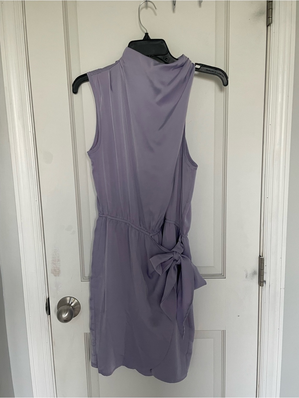 Sleeveless Lavender Side-Tie Mini Dress